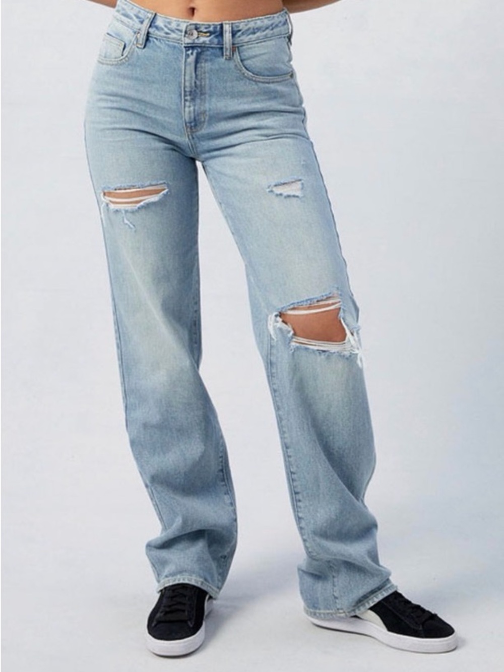 Pacsun Eco Light Indigo Ripped Millie Mid Rise ‘90s Boyfriend Jeans